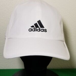 Adidas Running Cap Aeroready White Adjustable Lightweight Moisture Wick